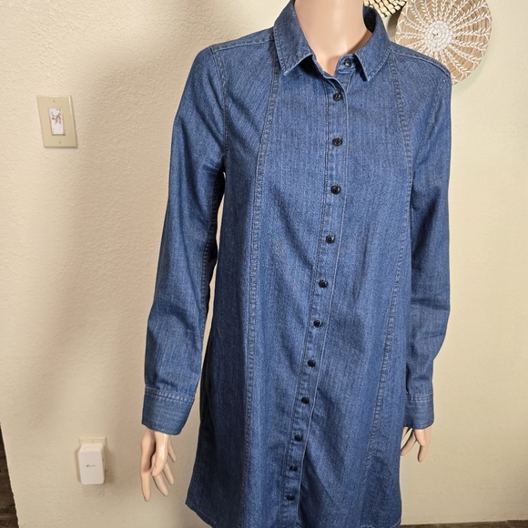 Madewell Dress Womens Long Sleeve  Button Up Blue Size Small Whit Pockets - Picture 14 of 16